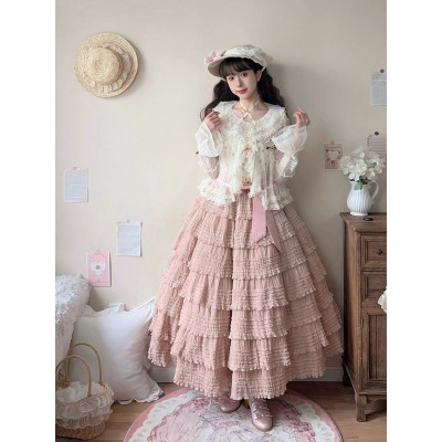 Miss Point Cat Rose Tea Multi-Tier Pleated Underskirt(Reservation/Full Payment Without Shipping)